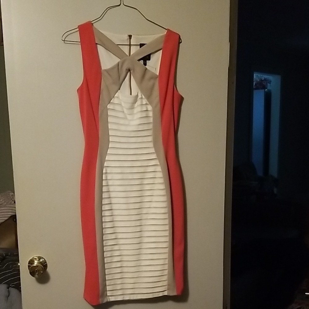 Jax Orange Cream Halter Sheath Mini Dress